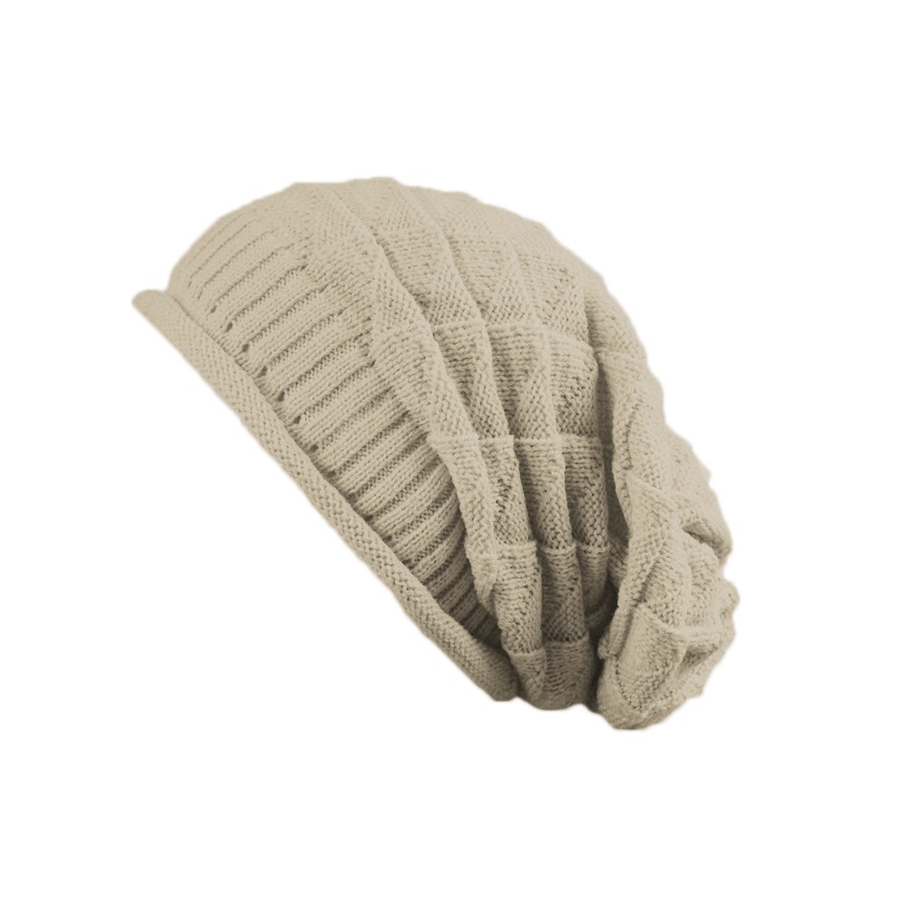 Koreaanse wintermutsen voor dames, heren, oversized slouchy twist hoed, dikke warme mutsen, heren casual gebreide muts: Beige