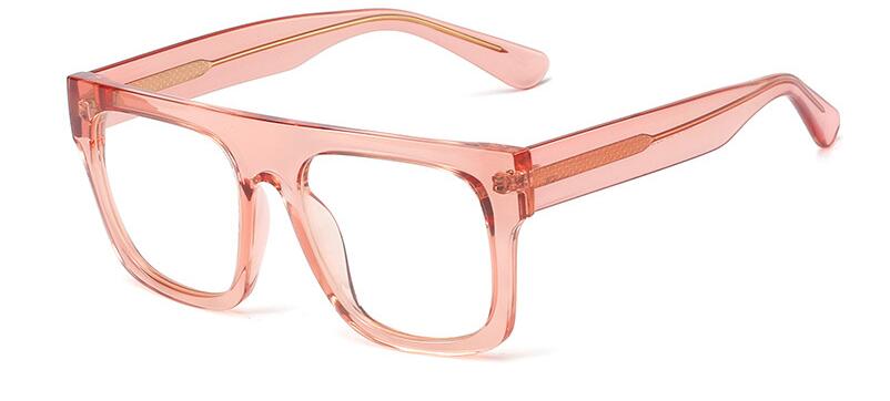Transparent Glasses Oversized Square Women's Eyeglasses Frame Flat Top Men's Glasses Frame Pink Blue Large Feminine Glass: C6 Pink clear