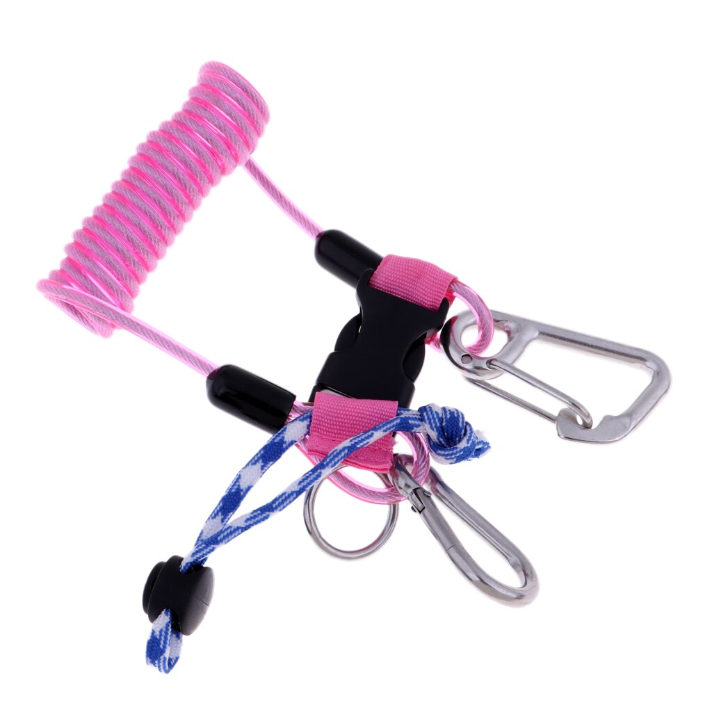 Rustfritt stål dykking fjær spolen snor med bolt snapp hurtigutløser spenne til kameraer og dykkelys