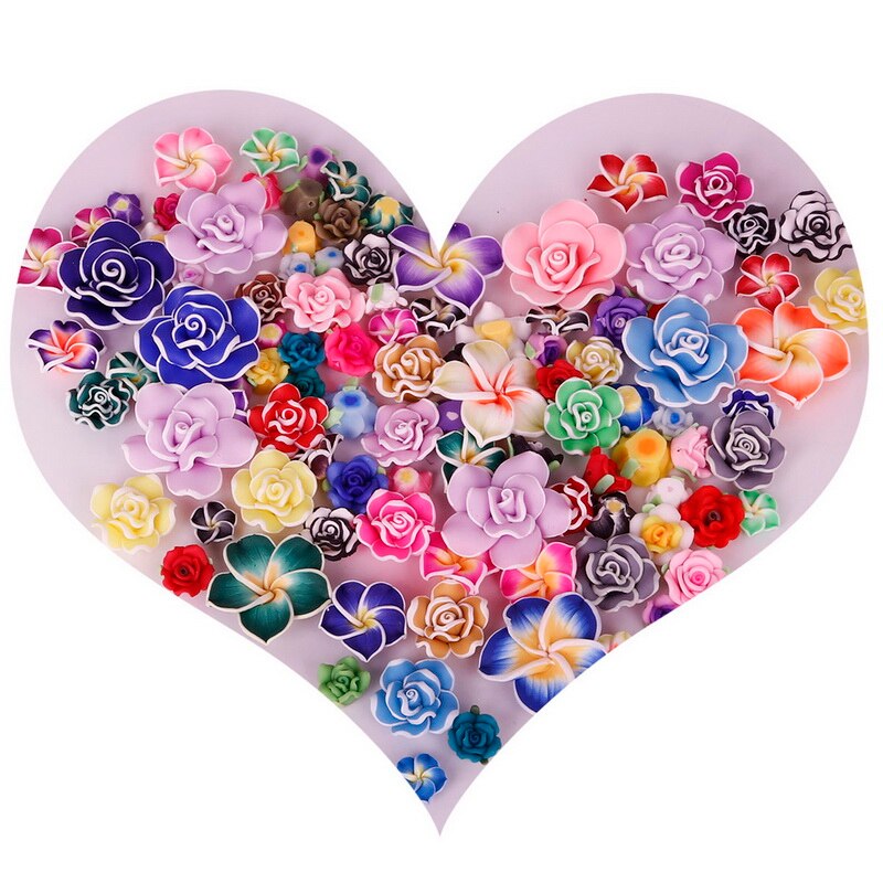 5-10 Stuks Mode Mooie Charmant Gemengde Kleur Polymer Clay Bloem Losse Spacer Kralen 10-30mm