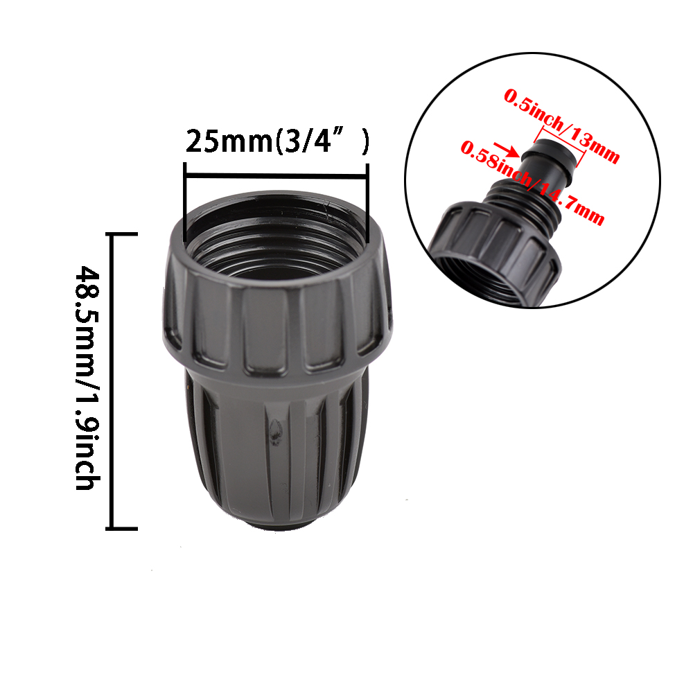 16mm 1/2 ''złącze rurowe PE rozdzielacz trójnik złączka gwintowana blokada do węża 4/7mm podlewanie ogrodu nawadnianie kroplowe: Black / 1/2''