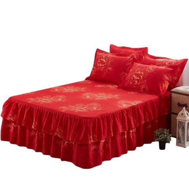 45150 x 200cm dækning til lagenet yndefuld sengetæppe blonder lagen soveværelse sengetæppe nederdel bryllup husopvarmningsgave 36: D sengeskørt