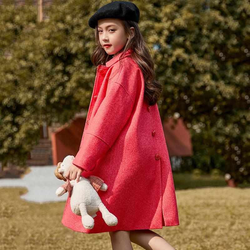 Höst vinter flickor ullrock barn rutig barn outfit tonårskläder barn fritids ylle ytterkläder  k205