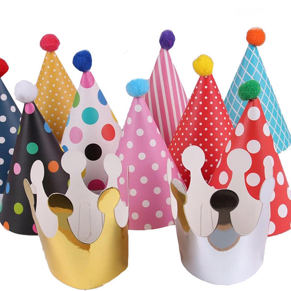 11Pcs/Set Cartoon Party Hats Fun Cone Birthday Party Crown Hats for Children Pets Adults