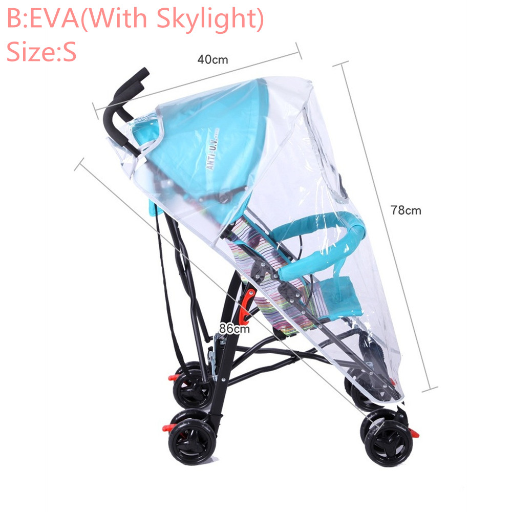 Waterproof Rain Cover Transparent Wind Dust Baby Strollers Pushchairs Raincoat S/M/L Shield Zipper Open Stroller Accessories: B-With skylight (S)