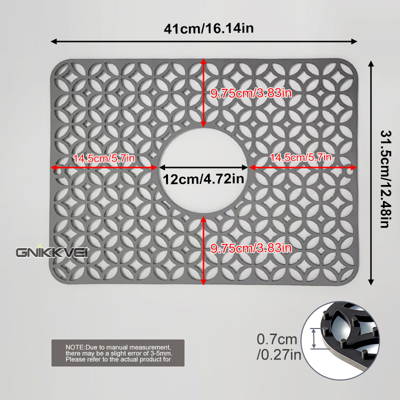 Alfombrilla de silicona para fregadero, protectores de fregadero para la parte inferior del fregadero de cocina, accesorio para fregadero de cocina, alfombrillas para secar platos resistentes al calor, alfombrilla para fregadero: Castaño