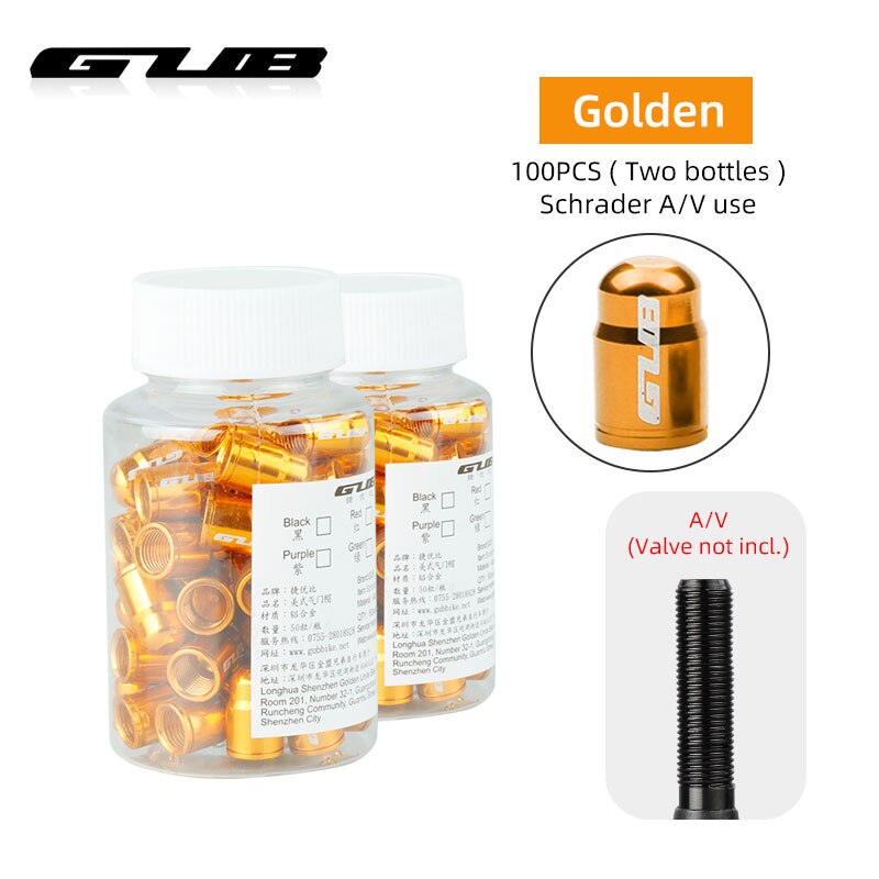 GUB 50/100 sztuk F/V/V zawór rowerowy ze stopu pokrywa Presta Schrader sutek Cap CNC obrabiane ze stopu anodowane w stylu rustykalnym darmowa: Schrader GD 100PCS