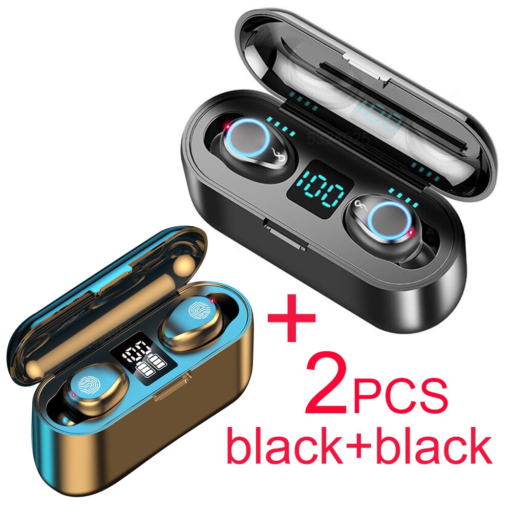 Écouteurs sans fil bluetooth 2000 TWS, casque d'écoute Binaural à correspondance automatique, étui de chargement directe mah, 1/2 pièces: B black  C black