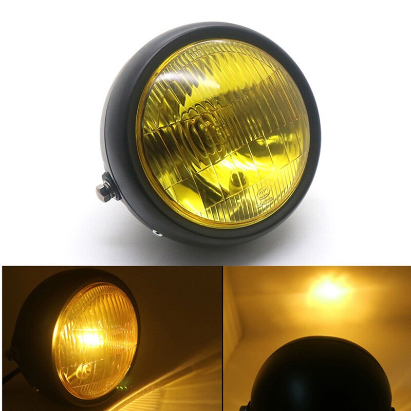 Motorcycle Black Metal Retro Front Headlight For GN125 Cafe Racer Bobber Custom