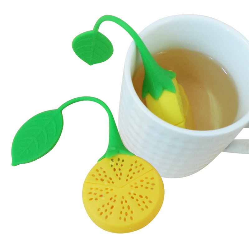 1 st tepåse tekanna tillbehör kök levererar tesil giftfri citronform silikon te infusionsanordning