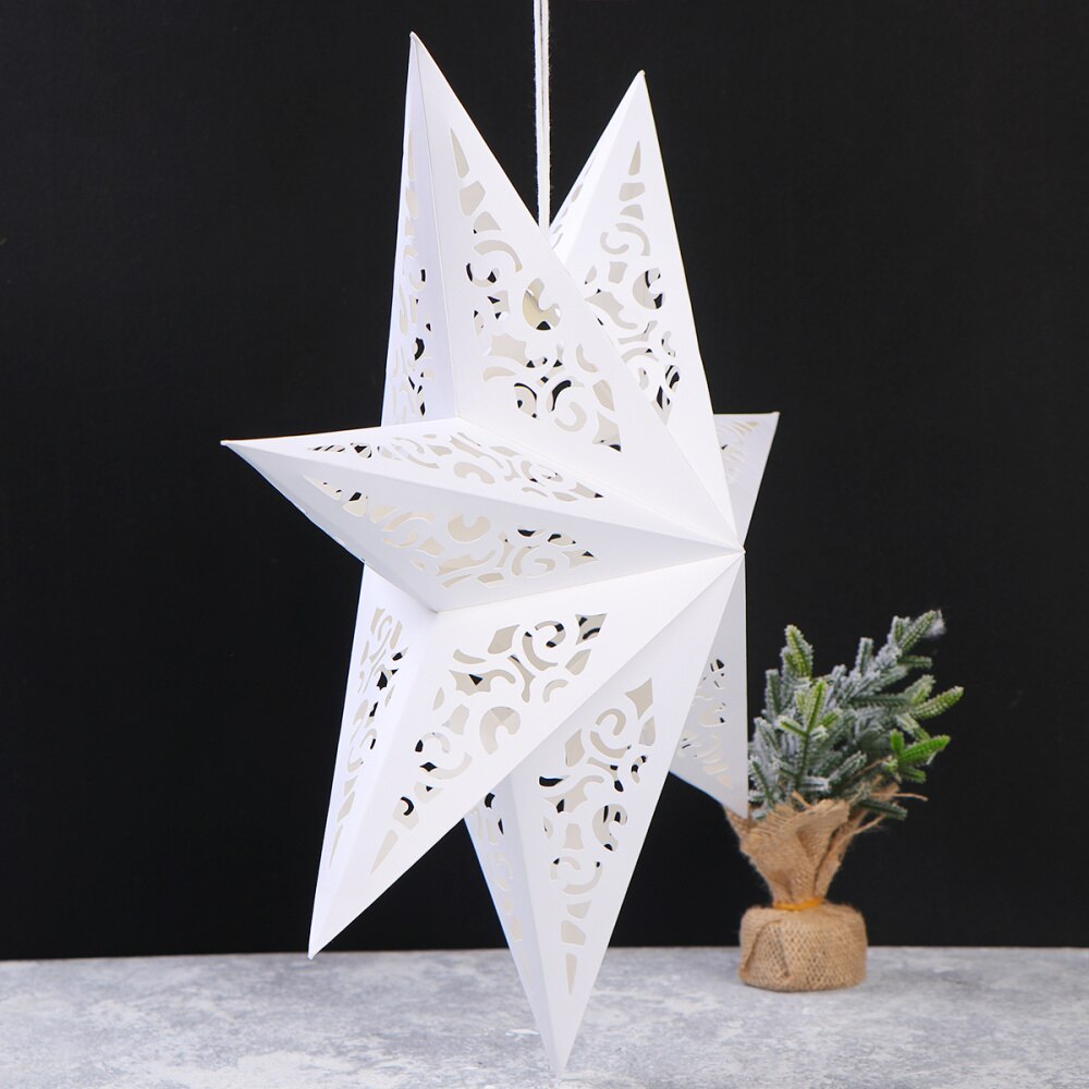 1pc 45cm papirfolde lampeskærm udhulet stjerne dekorativt lysdæksel julevindue hængende vedhæng dekoration ingen lampe