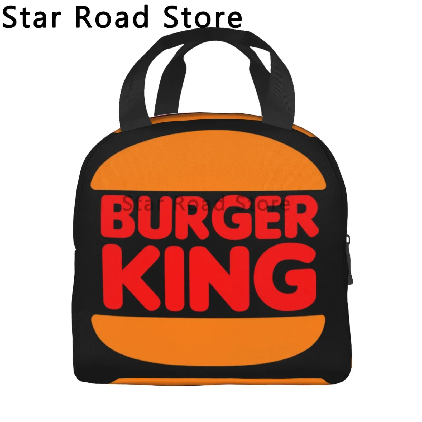 Morsom burger konge-logo matveske til voksne og låve, isolert organisering, matveske til reise, fotturer, piknik, Strand, skole, kontor
