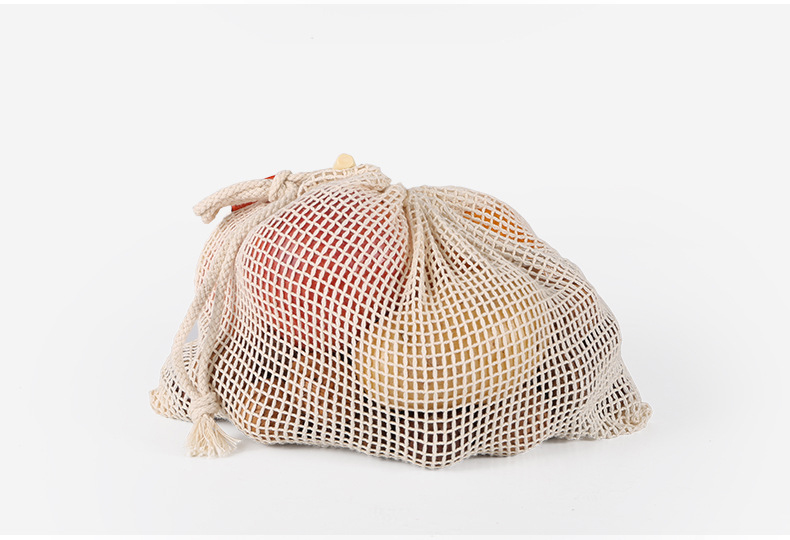 3pcs Reusable Pure Cotton Mesh Bag Vegetable Bags Produce Bag Fruit Storage Bag Supermarket Eco Shopping Bags Kitchen Organizer: 3pcsM  28x33CM