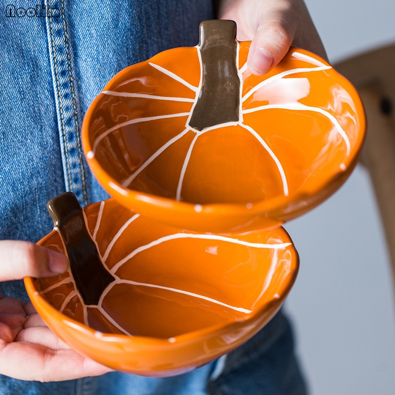 NOOLIM Creatieve Persoonlijkheid Pompoen Kom Thuis Keramische Leuke Babyvoeding Kom Kinderen Servies Fruitsalade Ontbijt Kom