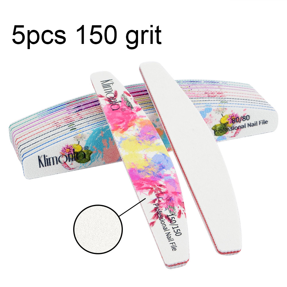 3/5/10 pz/lotto lima per unghie professionale 100/180 mezzaluna carta vetrata blocchi di levigatura per unghie rettifica lucidatura strumenti per la cura del manicure nuovo: 5pcs150 Grit