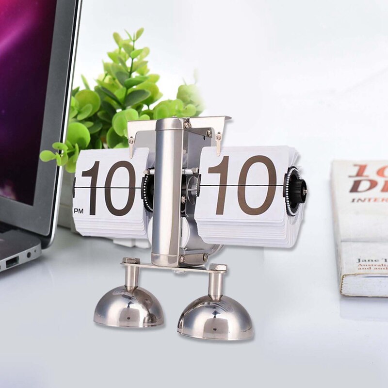 Digital Auto Flip Clock Retro Vintage Style Down Metal Double Stand Table Clock Unique Automatic Flip Clock