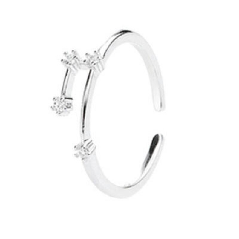 925 prata esterlina pino feminino estilo fresco e simples incrustado com pedra preciosa 12 constelações único anel: Aries