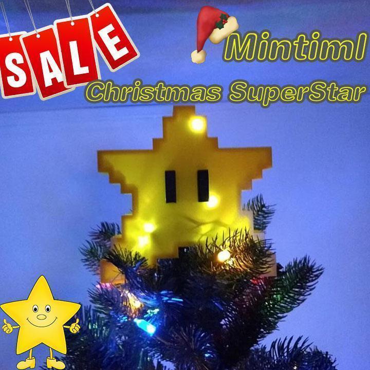 Mintiml Kerst Superstar Pixel Ster Kerstboom Topper 3D Stervorm Decoratieve Topper Decor Voor Kerstboom