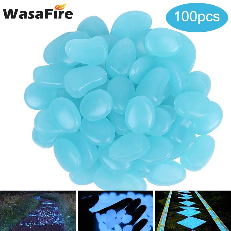 100 stuks tuindecoratie lichtgevende stenen decoratieve fluorescerende kiezels rotsen lichtgevende paden aquariumdecoraties