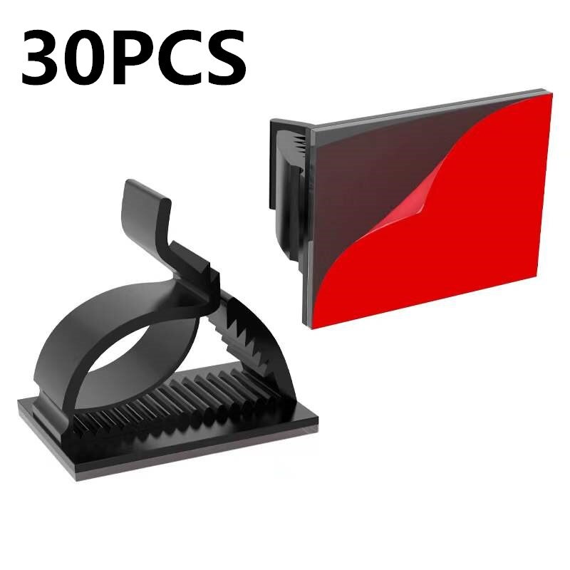 Adjustable USB Cable Organizer Clamp Cable Winder Management Protector Desktop Clip Car Wire Holder Mouse PC Keyboard Manager: 30PCS-Black