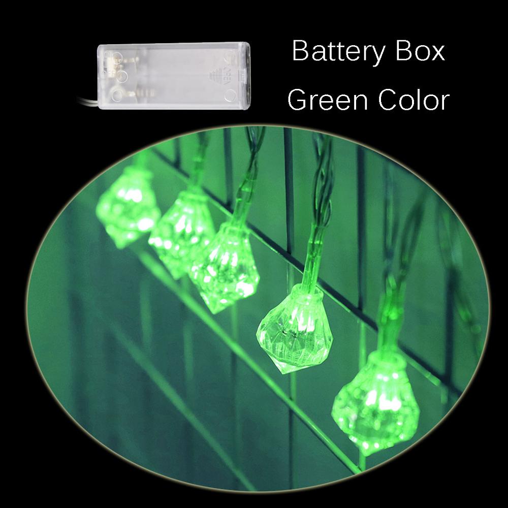 10 led's in diamantvorm, twinkelende lichtjes, kerstversiering voor bruiloften en feesten, feeënkrans: Groen(batterijdoos)