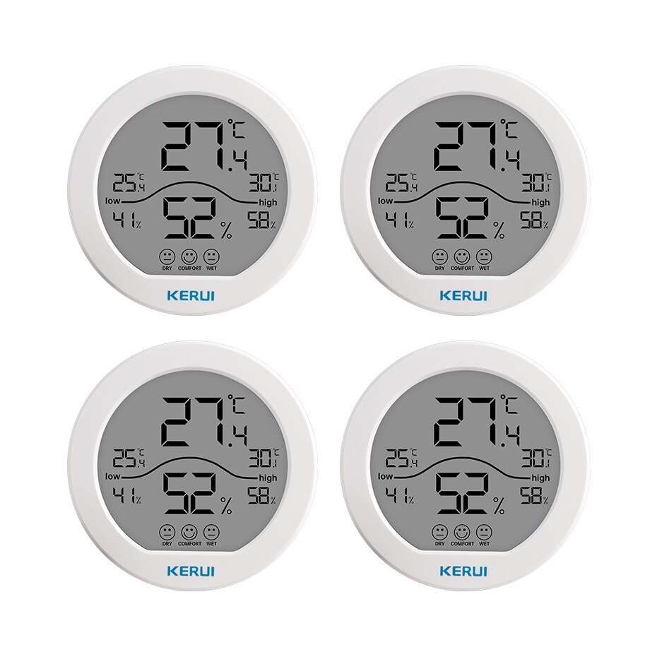 KERUI LCD Electronic Digital Temperature Humidity Meter Thermometer Hygrometer Large Screen Display Indoor Smart Home Sensor: 4pcs