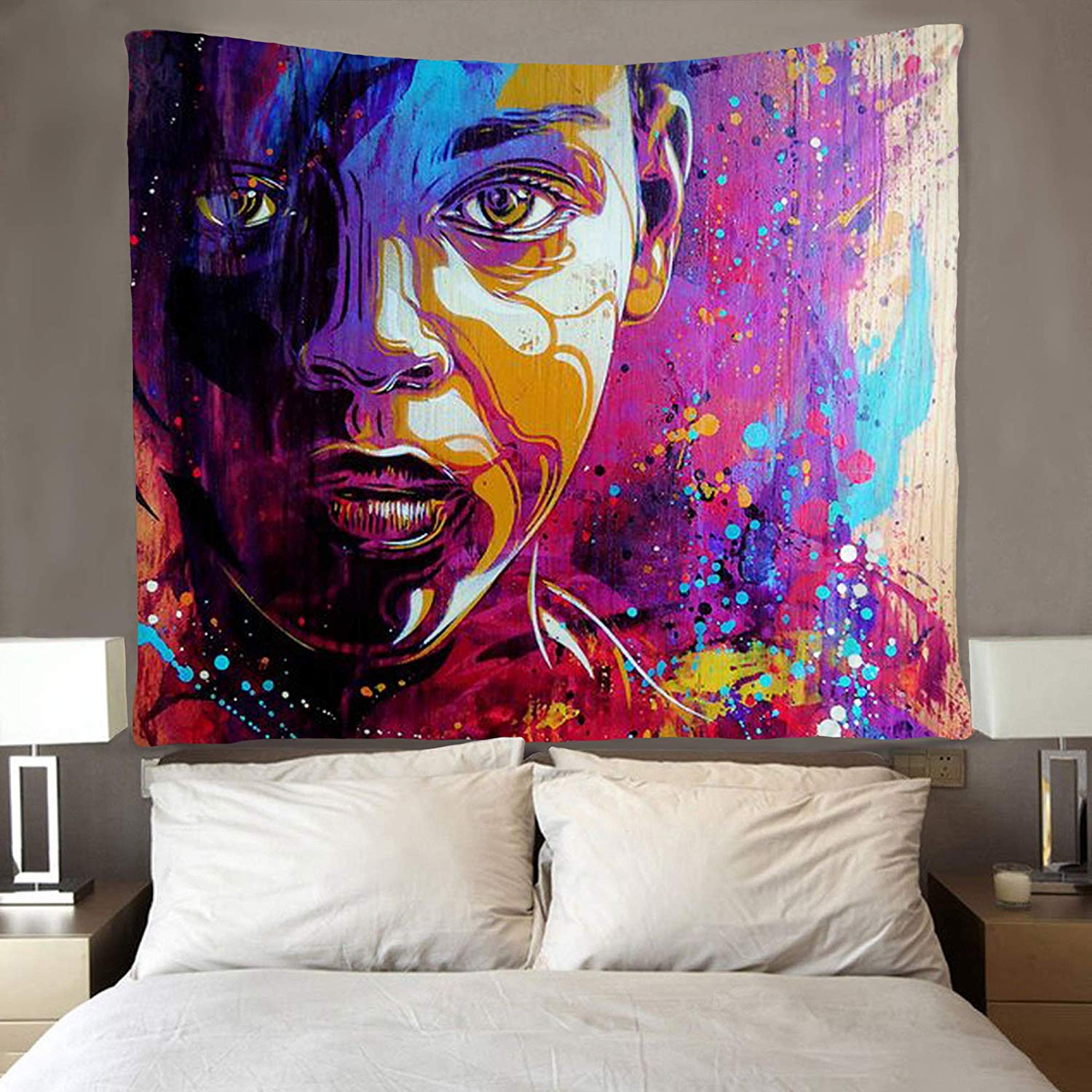 African American Men Afro Black Men Watercolor Face Art Tapestry Custom