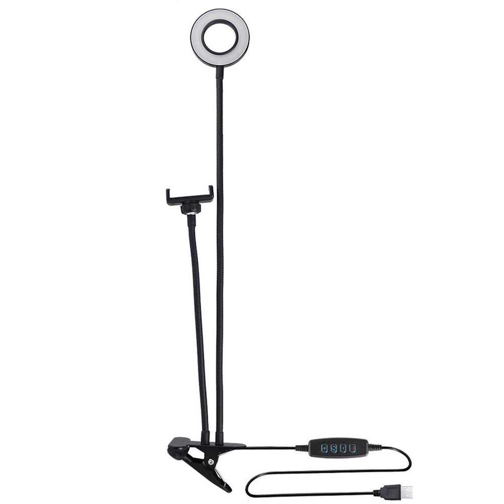 Beauté maquillage lampe à LED téléphone portable Selfie en direct LED vidéo photographie Selfie anneau lumière réglable lumière Clip éclairage bureau Lightin: Black