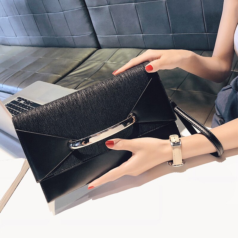 Vrouwen Tas Pure Kleur Envelop Handtas Clutch Bag Mode Enkele Schouder Kruis Tas: black