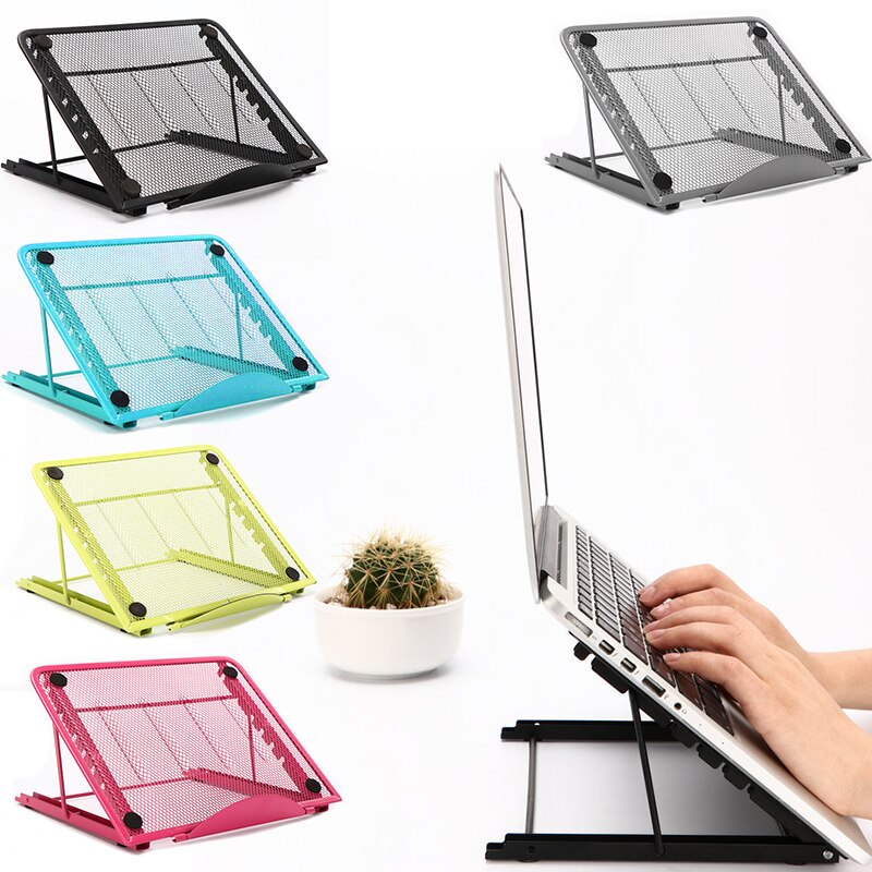 Mesh ventileret justerbar bærbar holder holder køler sammenfoldelig bærbar til bærbar notebook tablet justerbar notesbog stander