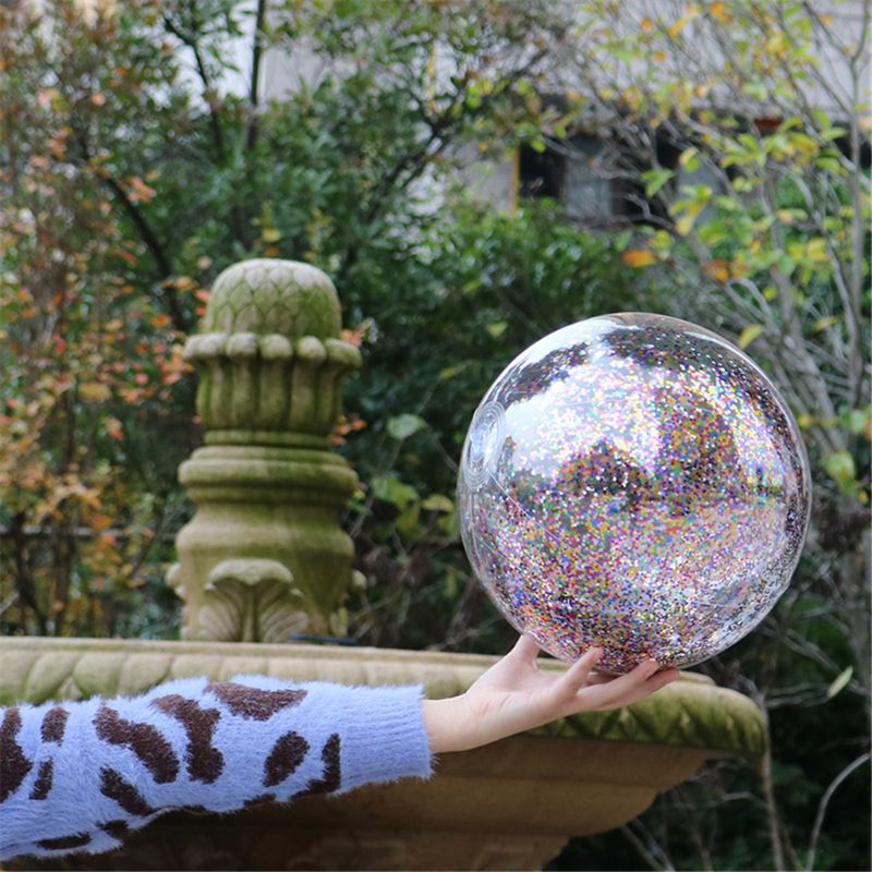 Glitzernde Transparente Strand Ball Schwimmbad Spielen Ball Aufblasbare Ball Foto Requisiten freundlicher Spielzeug Partei Spielzeug 23GD