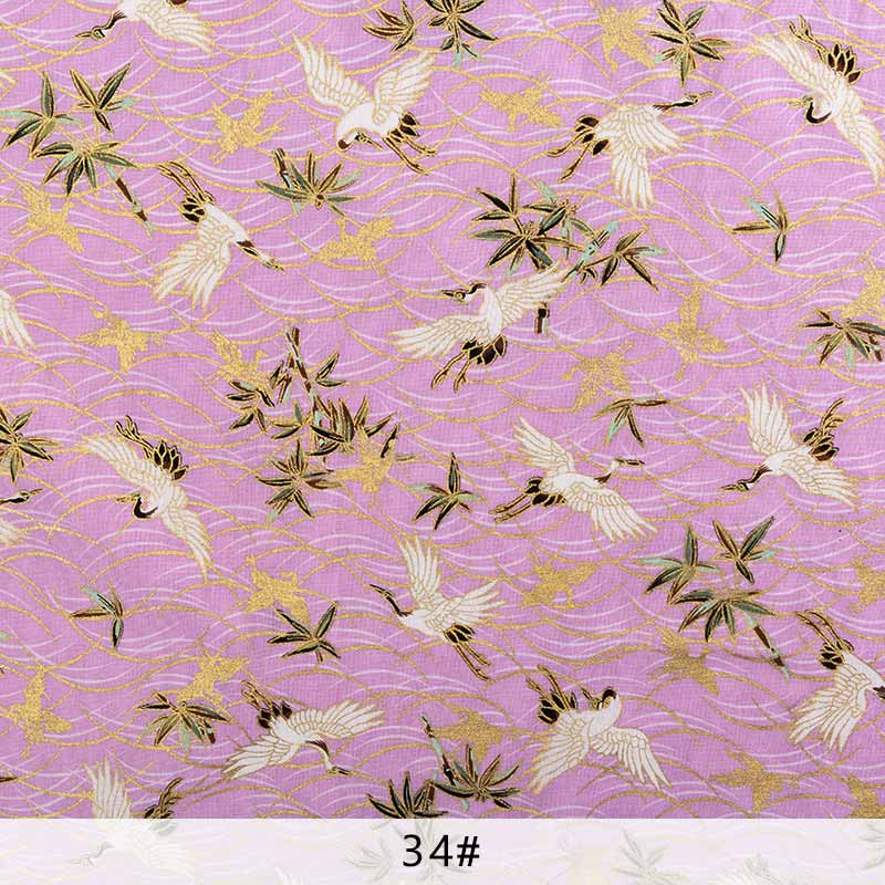 Japoński druku tkaniny bawełniane Kimono tkanina do Diy żuraw materiał patchworkowy TJ1023: 34 / 45X45cm small piece
