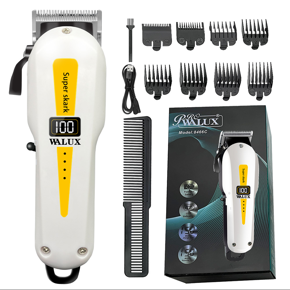 Professionele Kapper Tondeuse Lithiumbatterij USB Oplaadbare Trimmer LCD Display Thuis Mannen Baard Scheerapparaat Haar Snijmachine