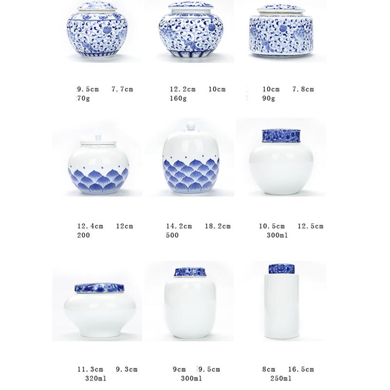Ceramic Tea Caddies Tea Culture Blue And White Porcelain Storage Bottle Jar Tea Box Candy Salt Seasoning Snack Storage Container