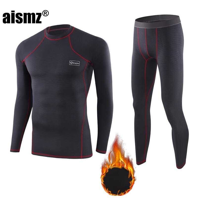 Aismz-Conjunto de ropa interior térmica para hombre, ropa interior elástica antimicrobiana de secado rápido, forro polar de compresión para el sudor, Calzoncillos largos cálidos para Fitness