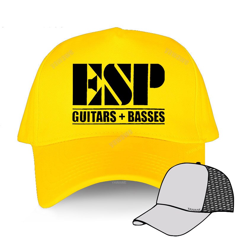 Summer Esp Guitars Caps Casual Adjustable Baseball Cap Men Music Guitars Hats: yellow mesh