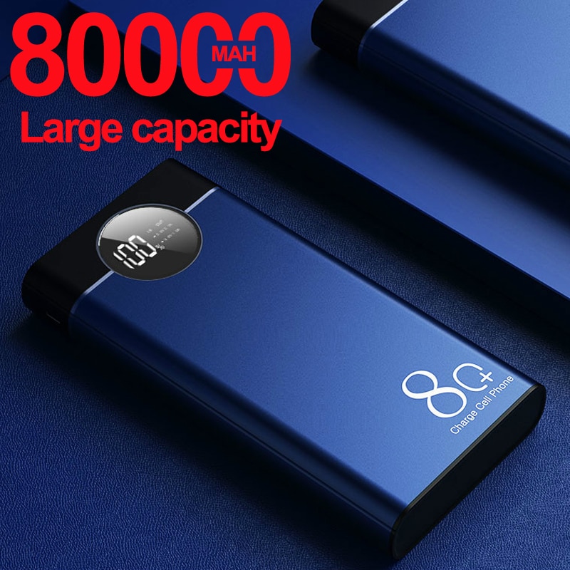 Batterie de puissance 80000mah Portable charge rapide grande capacité batterie externe Double USB pour Iphone Xiaomi Samsung