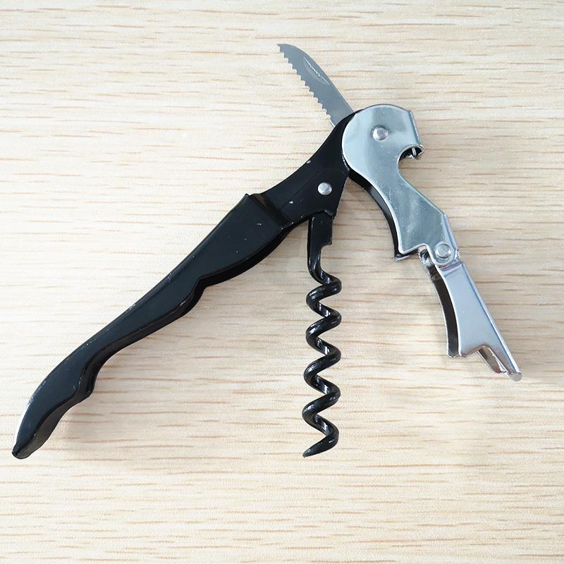 Dobbelt pivot multifunktion søheste kniv vin øl flaskeåbner rustfrit stål bærbart køkken bar værktøj sort: Sort 02