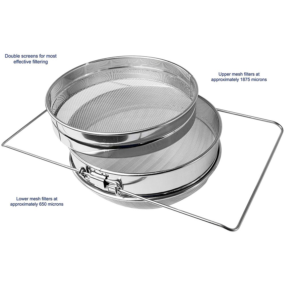 Acero inoxidable de doble capa tamiz para miel filtración abeja filtro colador de miel máquina herramienta Extractor Apicultura