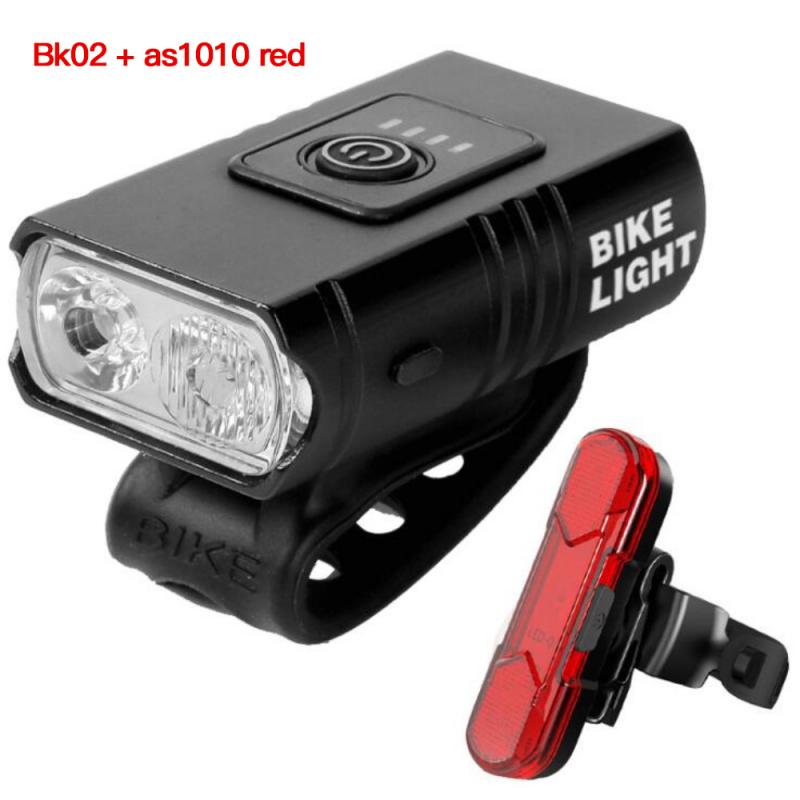 USB Charging Bike Lights Bicycle Lights Front Headlight + Rear Taillight Bicycle Flashlight Warning Light Riding Headlight