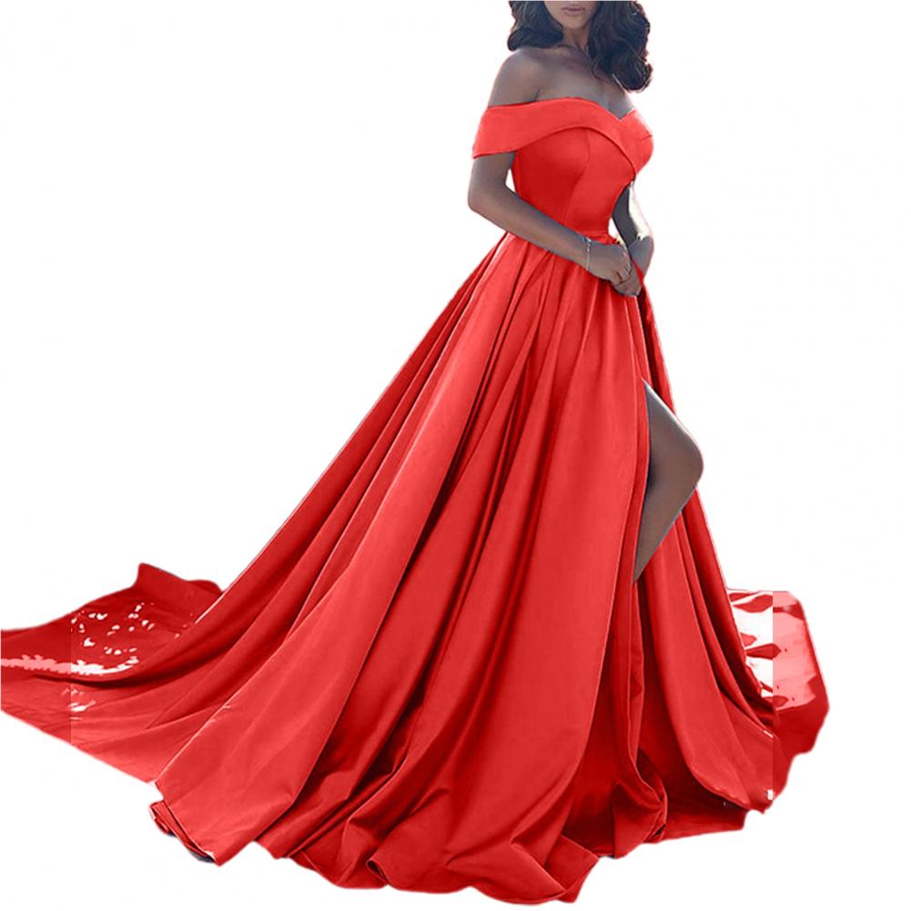 Vestidos formel kjole kvinder fest off shoulder slash neck høj slids gulvlange dimittend gallakjole dame maxikjoler bryllup