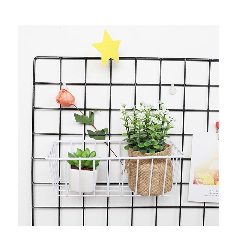 Raster Mand Huishoudelijke Ingemaakte Opslag Mand Smeedijzeren Muur Opslag Rack Decoratieve Bloempot Stand Creatieve Interieur Hanger