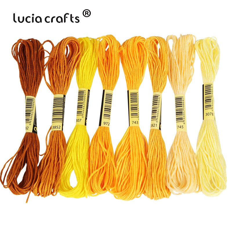 Lucia Crafts 8 Pcs/Lot Multicolor Thread Cross Stitch Cotton Sewing Skeins Embroidery Thread Kit DIY Sewing W0311