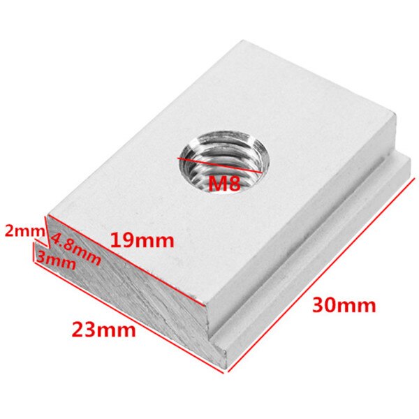 10 stk  m6/m8 t- spor glidemutter aluminiumslegering t spormutter for trebearbeidingsverktøy jigger skrue sporfeste tp -0150: M8