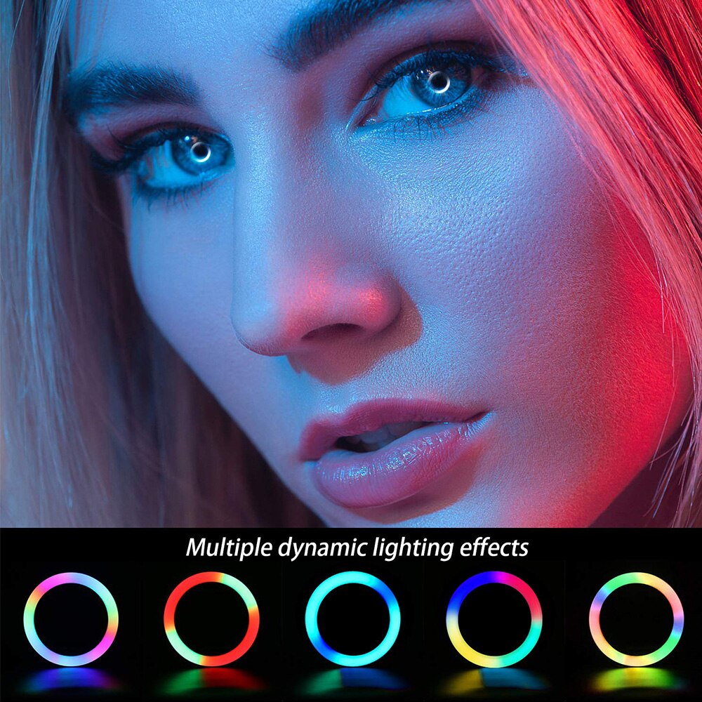 doprowadziło RGB spinacz na Selfie lampa pierścieniowa akumulator ringlight robić inteligentnego aparat telefoniczny okrągły kształt oświetlenie obręcze świecący pierścień