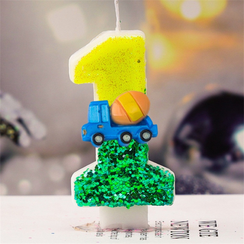 1 Uds. Número 0 1 2 3 4 5 6 7 8 9, vela grande verde, velas para niños y niños para destellos, recuerdos de cumpleaños, velas decorativas para pasteles: cameo