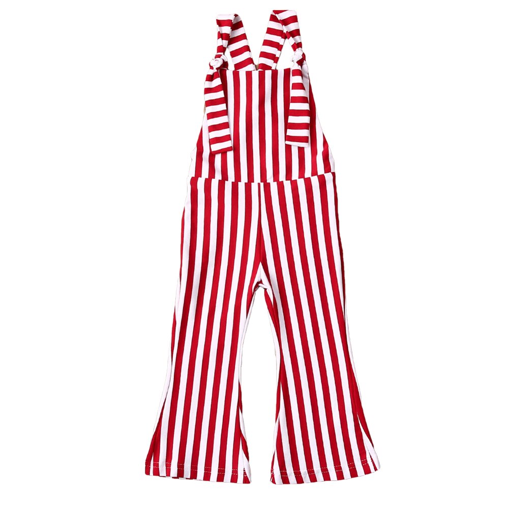 Summer Infant Baby Girls Rompers Overalls Striped Print Sleeveless Belt Jumpsuits Pants Clothes 6M-5Y: Red / 4T