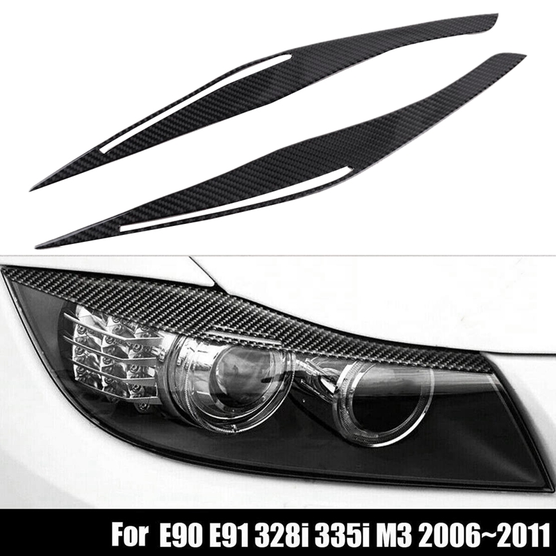 Naklejki na reflektory z włókna węglowego, osłony brwi i powieki robić bmw  e90 e91 328i 335i m3 2006: Default Title