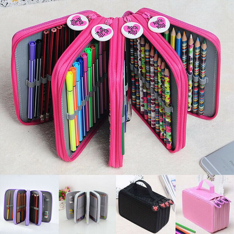 72 Slots Große Farbige Bleistift Fall Bleistift Halter Organizer Aquarell Oxford Stoff Bleistifte Tasche Box Schule Schreibwaren