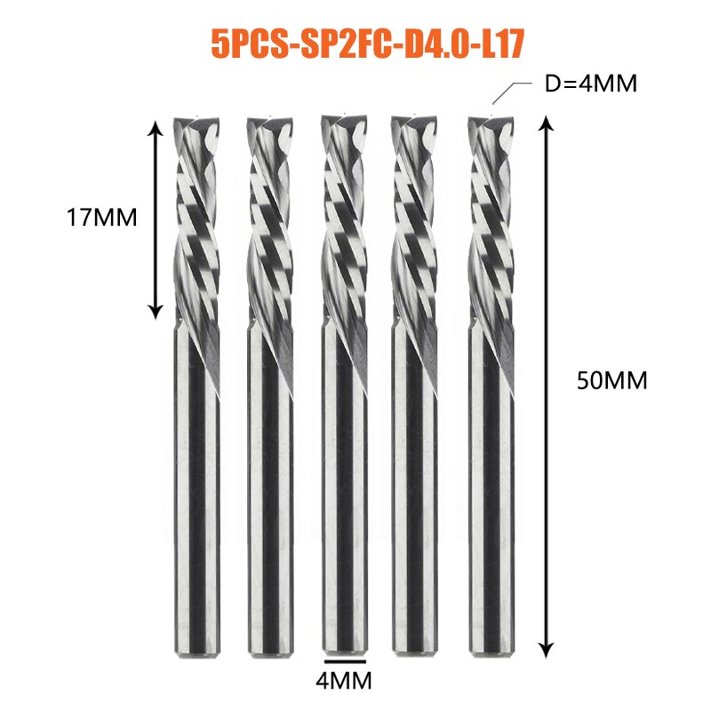5pc/lot Milling Cutter Woodwork UP DOWN Cut 2 Flutes Spiral Carbide Milling Tool CNC Router Bit Compression Wood End Mill Cutter: 5.5mm